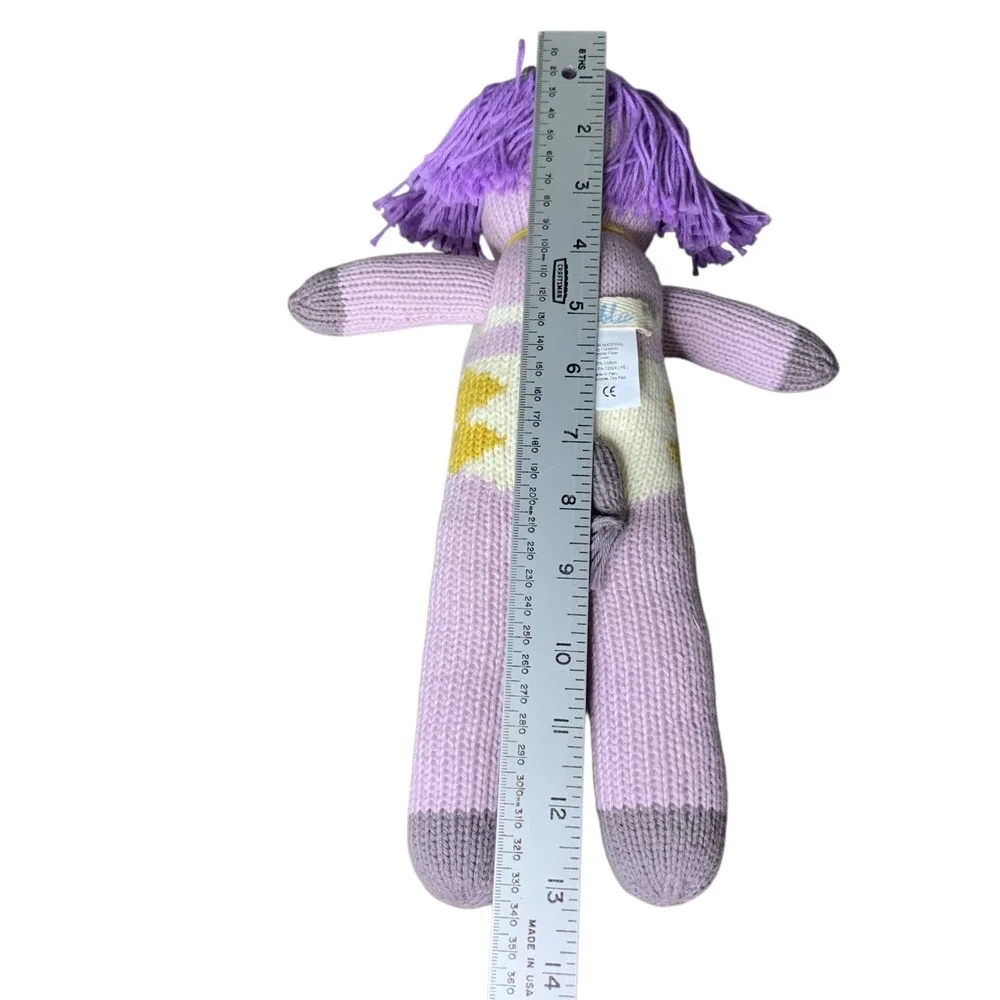 Blabla Kids Knit Doll‎ Plush Toy Purple Hair Yellow Bow Striped Outfit 14